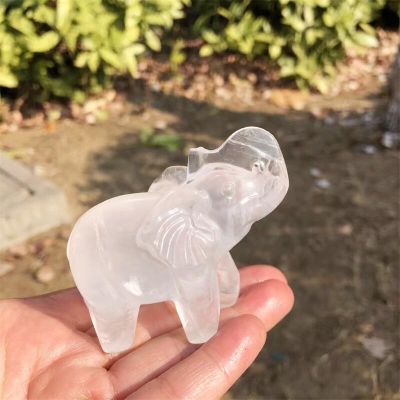 Art Craft Elephant - Escultura de Elefante em Quartzo Natural