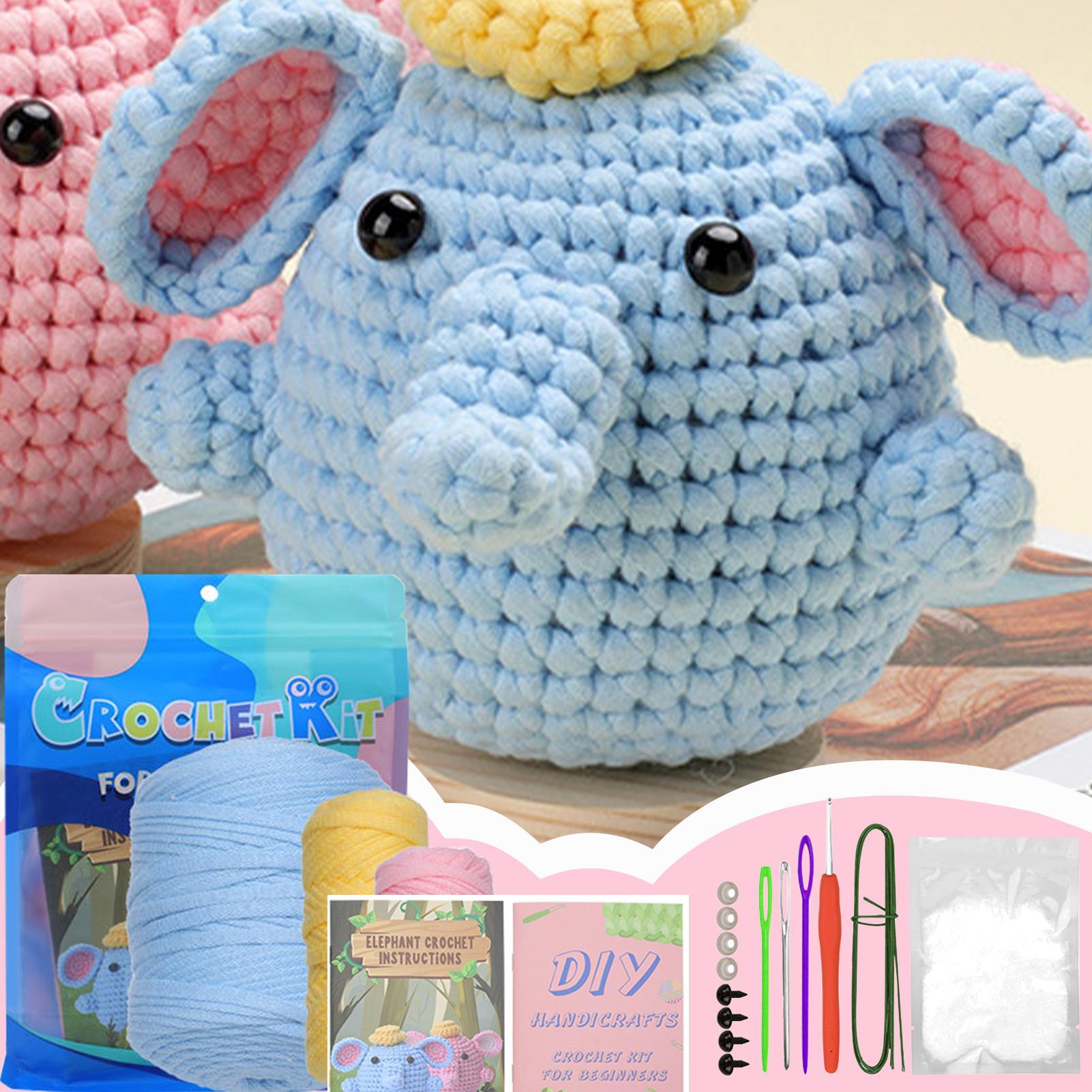 Art Craft Elephant - Kit inicial de crochê feito à