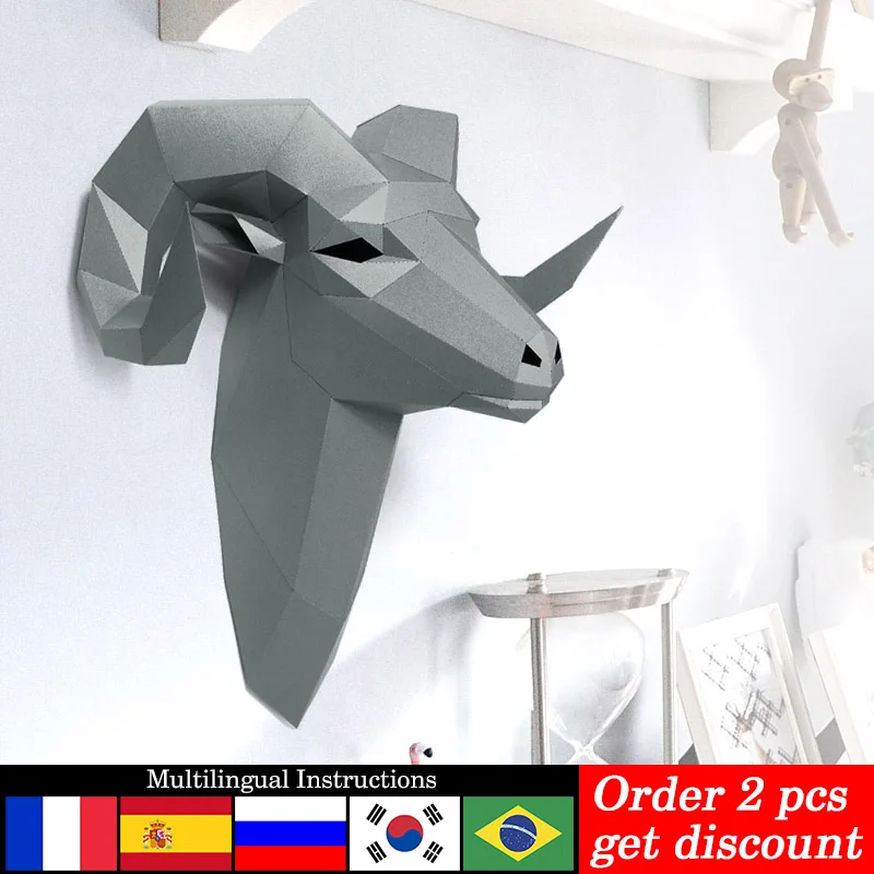 Art Craft With Cardboard - Pré-corte bighorn ovelha selvagem animal decoração